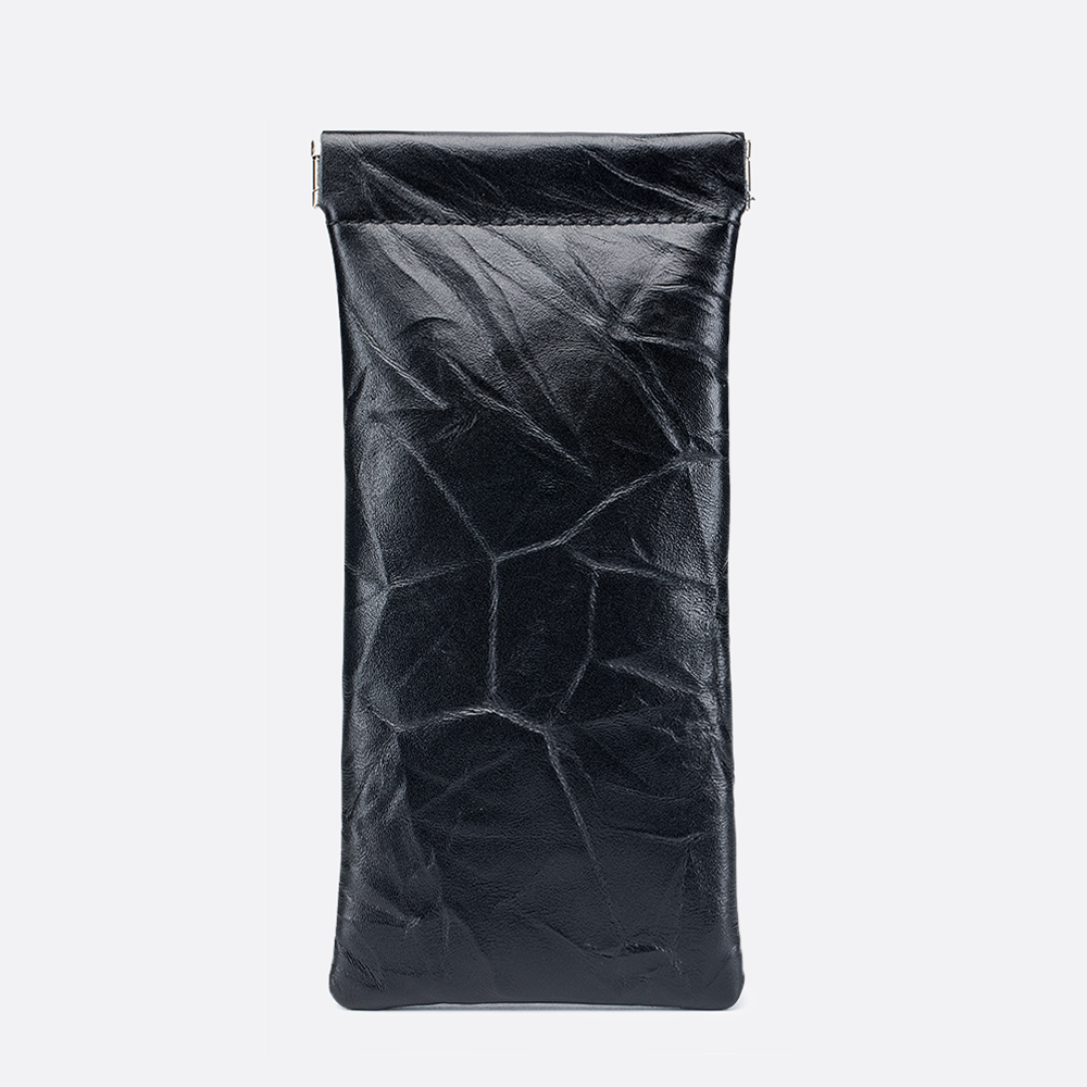 Unisex genuine cowhide leather spectacle glasses pouch