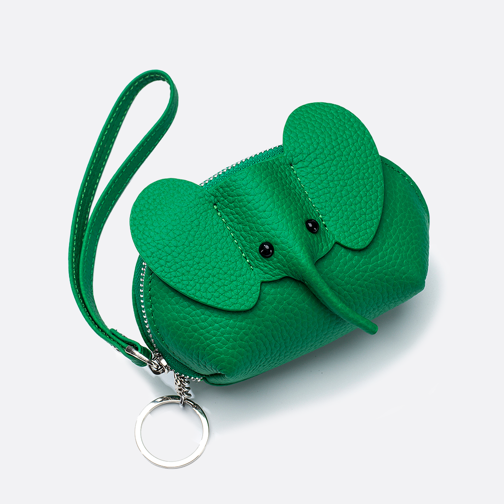 Women's and children's genuine cowhide leather elephant pouch bag charm