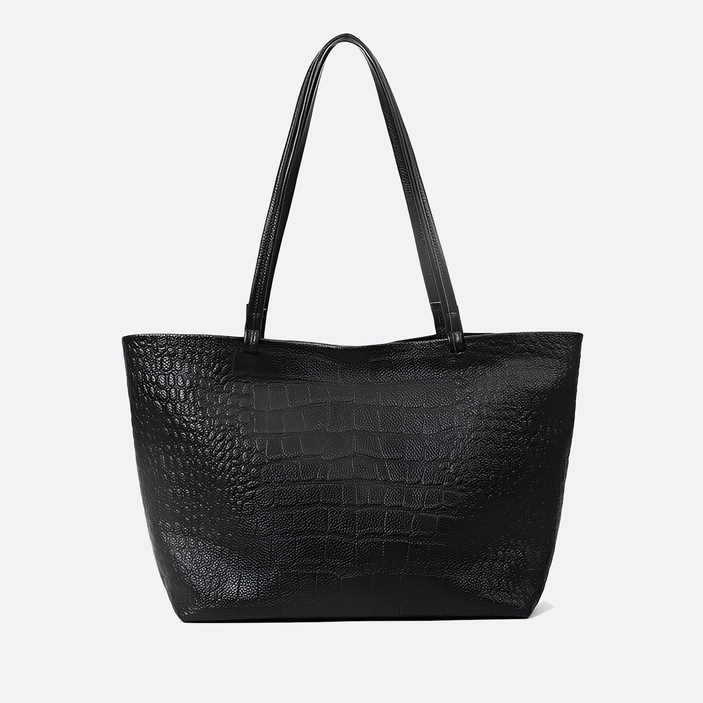 Women's genuine cowhide leather Shopping Tote in crocodile print