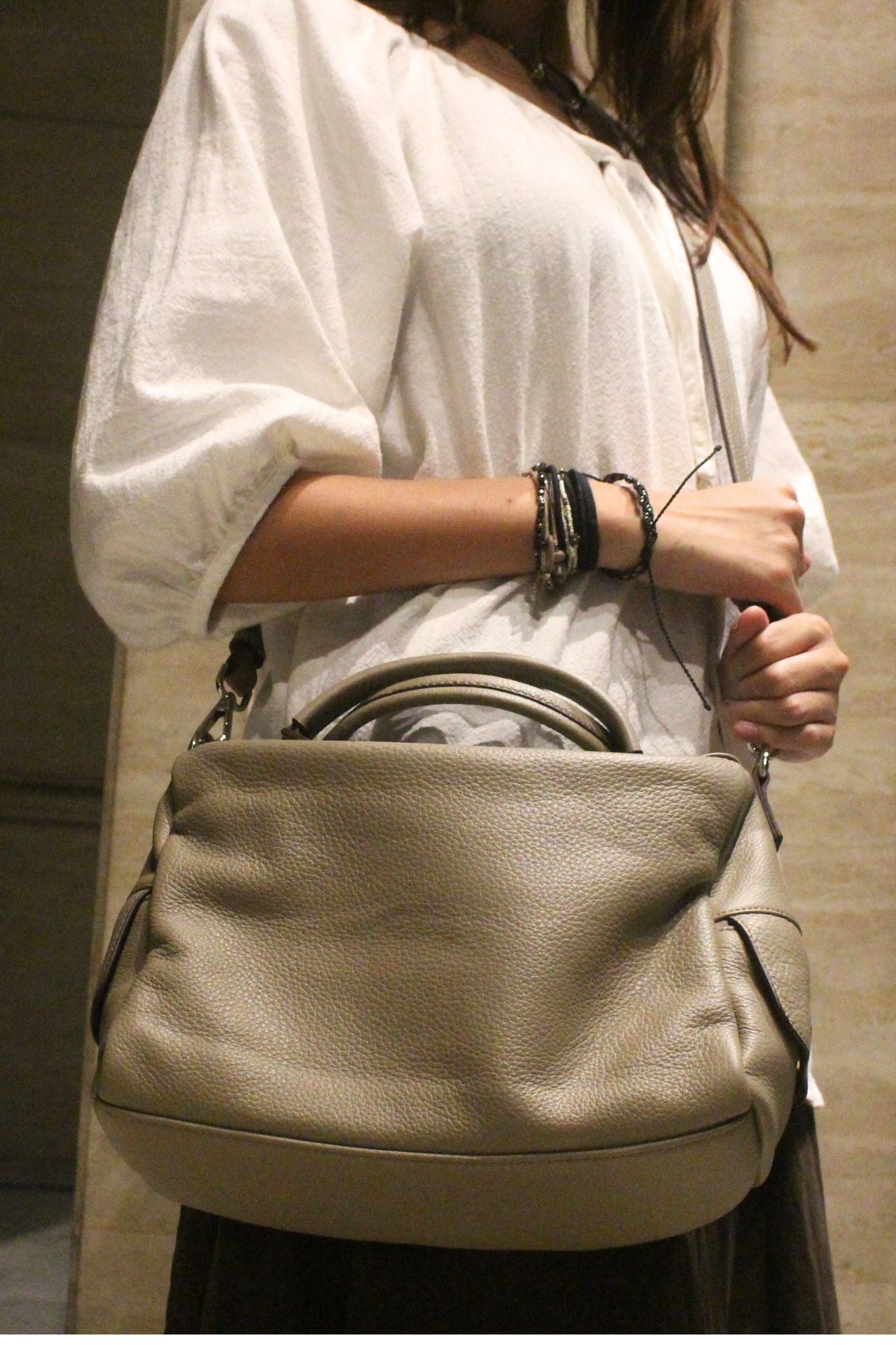 Women's genuine cowhide leather handbag Kabelky v3 design with 2 straps