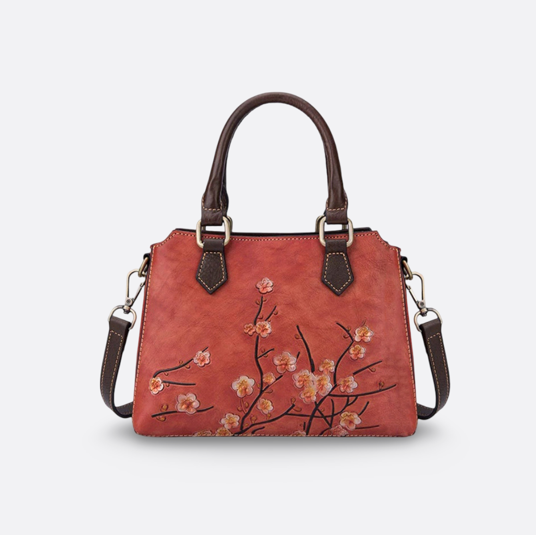 Women's embossed genuine cowhide leather handbag Kunis design