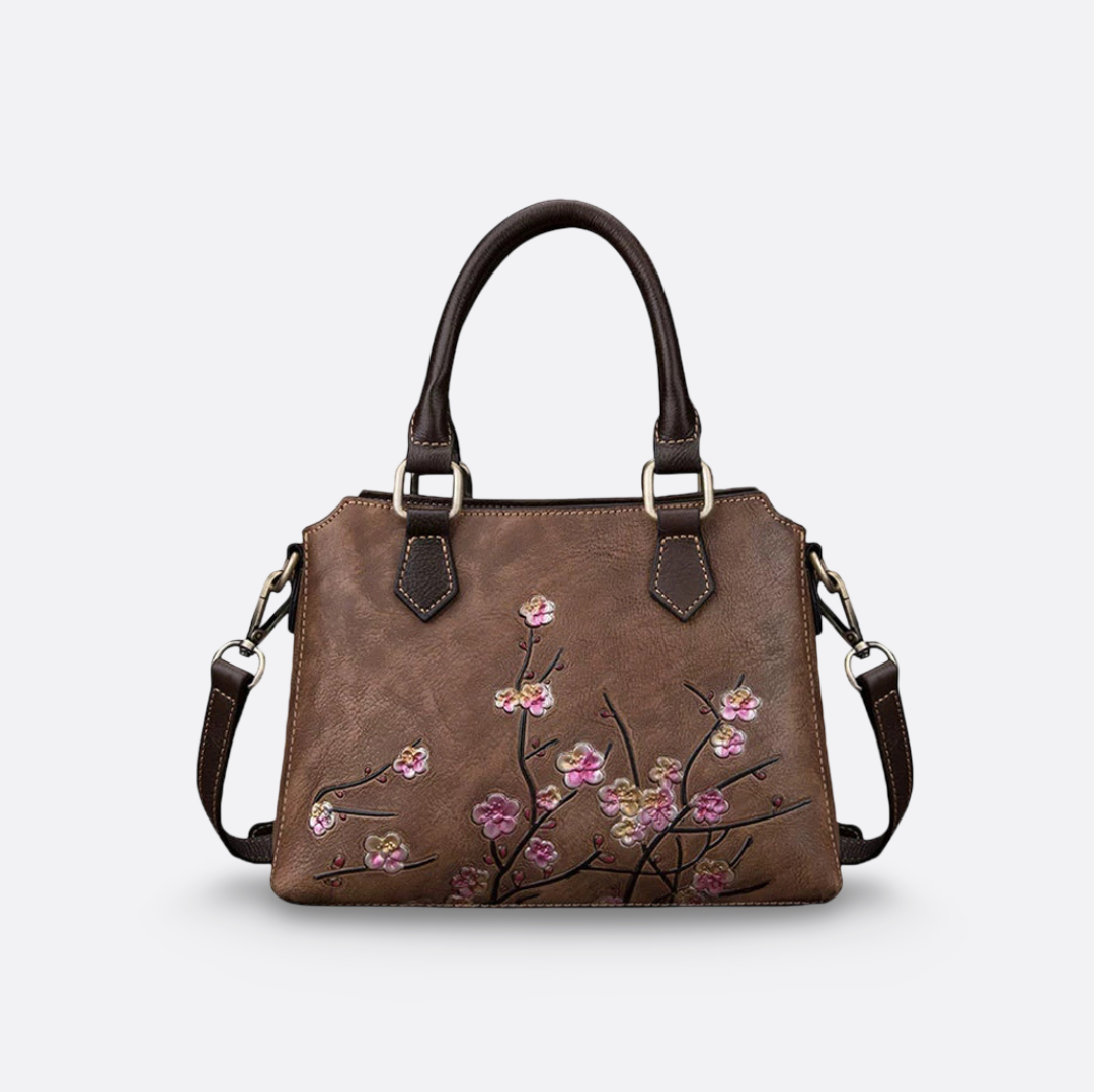 Women's embossed genuine cowhide leather handbag Kunis design