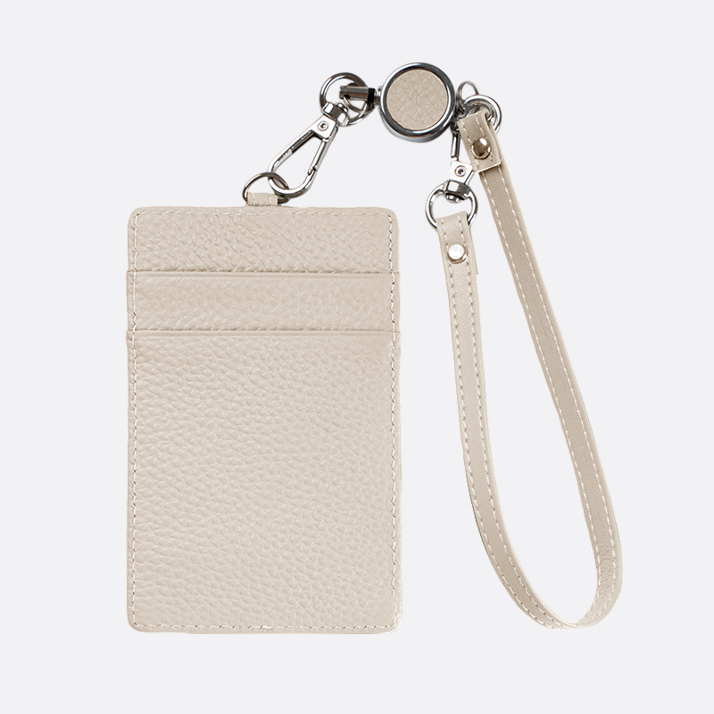 Unisex genuine cowhide leather lanyard with card slots and straps
