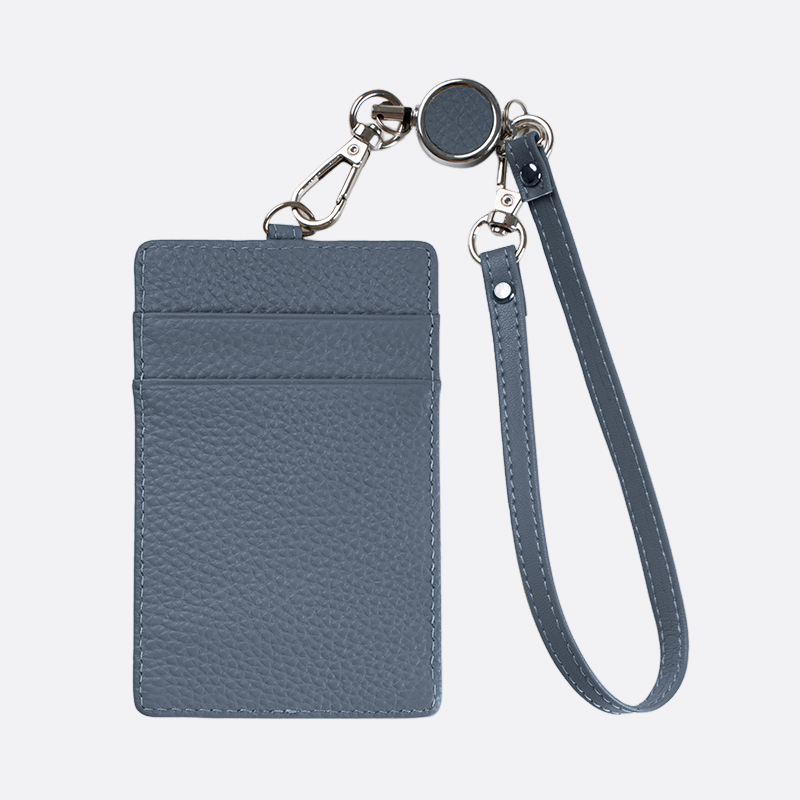 Unisex genuine cowhide leather lanyard with card slots and straps