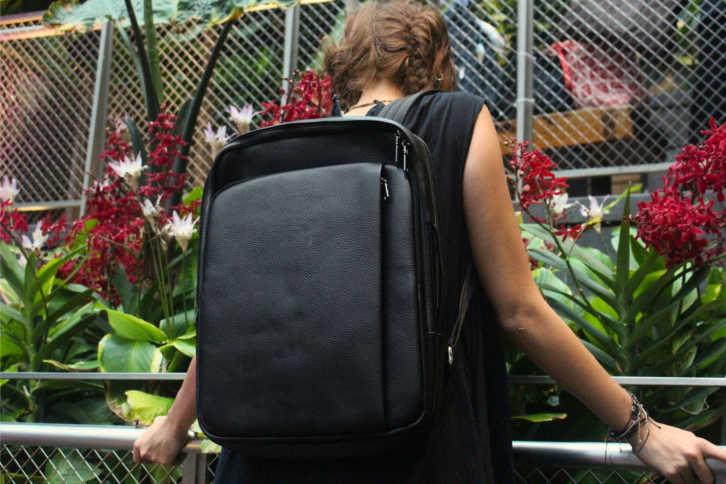 Unisex cowhide leather 2 in 1 travel backpack