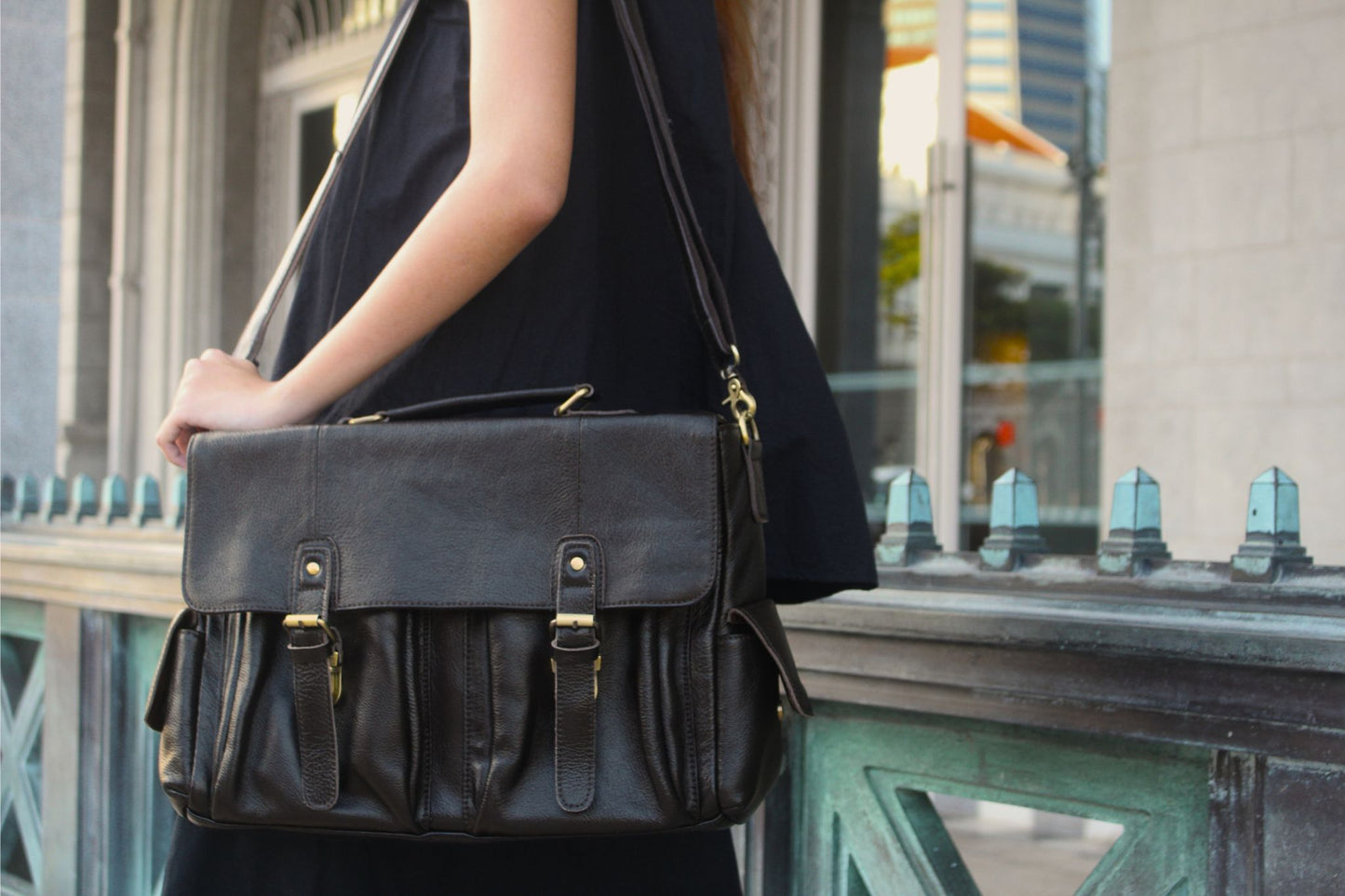 Unisex Women's and Men's genuine cowhide leather satchel briefcase Torba design