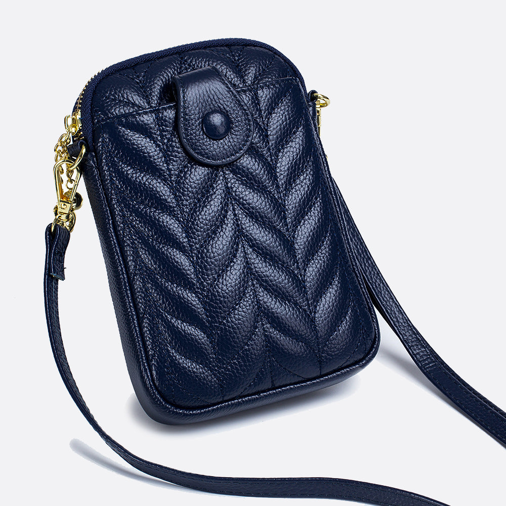 Women's genuine cowhide leather handphone bag Mirren Chevron design