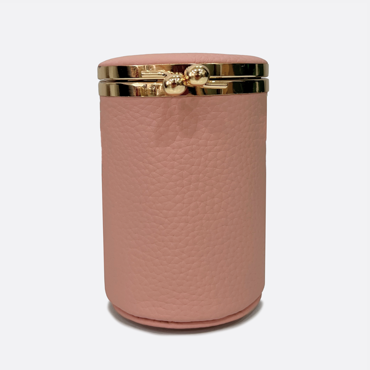 Women's genuine cowhide leather cylinder kiss lock vanity pouch