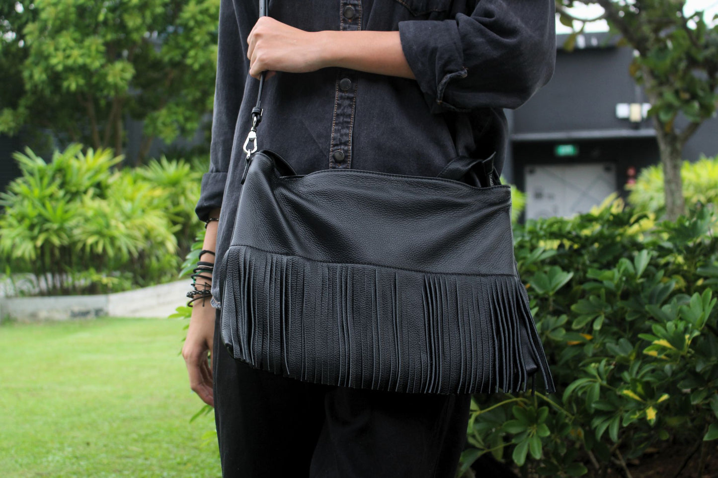Women's genuine cowhide leather hobo bag Tassel Dilla V2 design