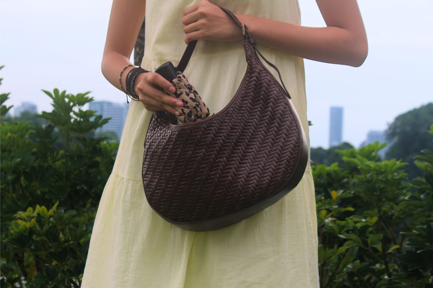 Women's handwoven genuine cowhide leather hobo handbag edgar design