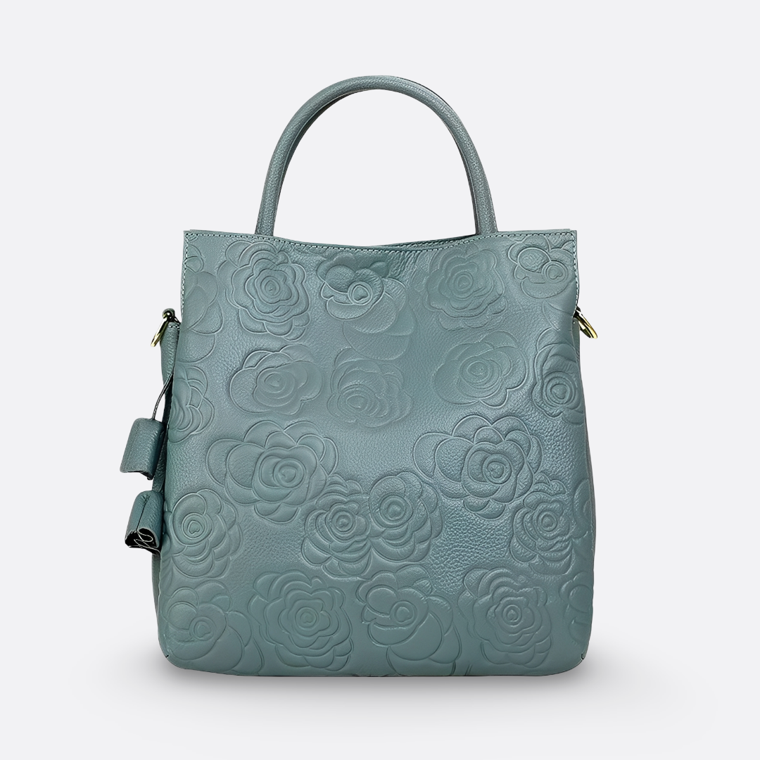 Women's genuine cowhide leather handbag Kriz design in floral print