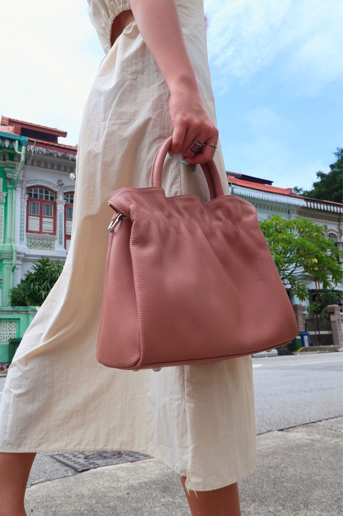 Women's genuine cowhide leather handbag Fuku design