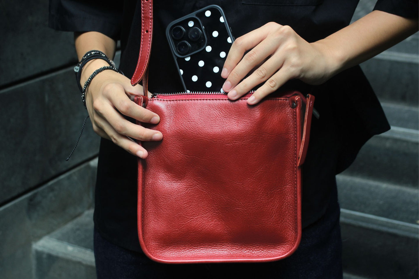 Women's genuine cowhide leather handphone bag Mirren V2 design