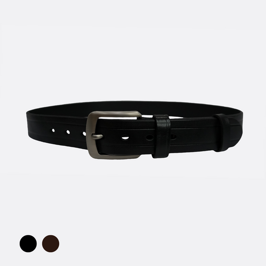 Tomorrow Closet Men's genuine cowhide leather belt with 2 stripes