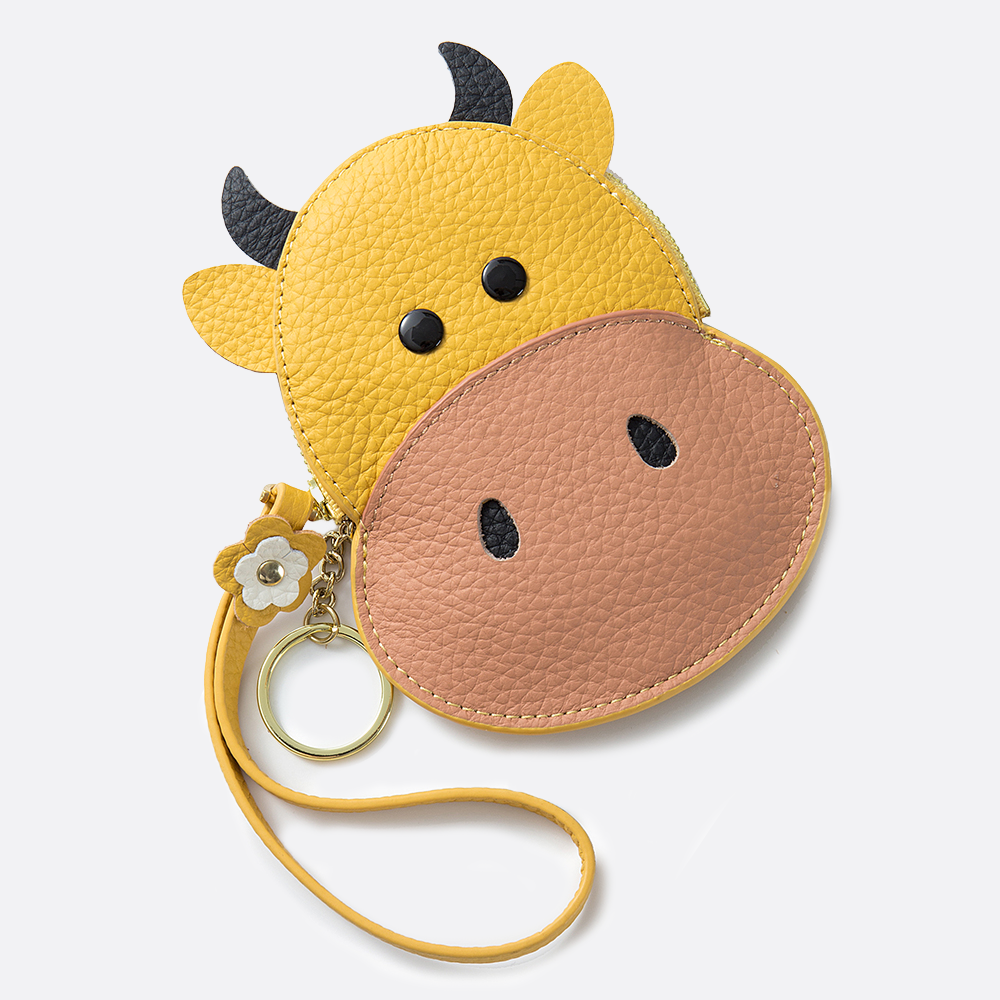 Women's and children's genuine cowhide leather cow pouch bag charm