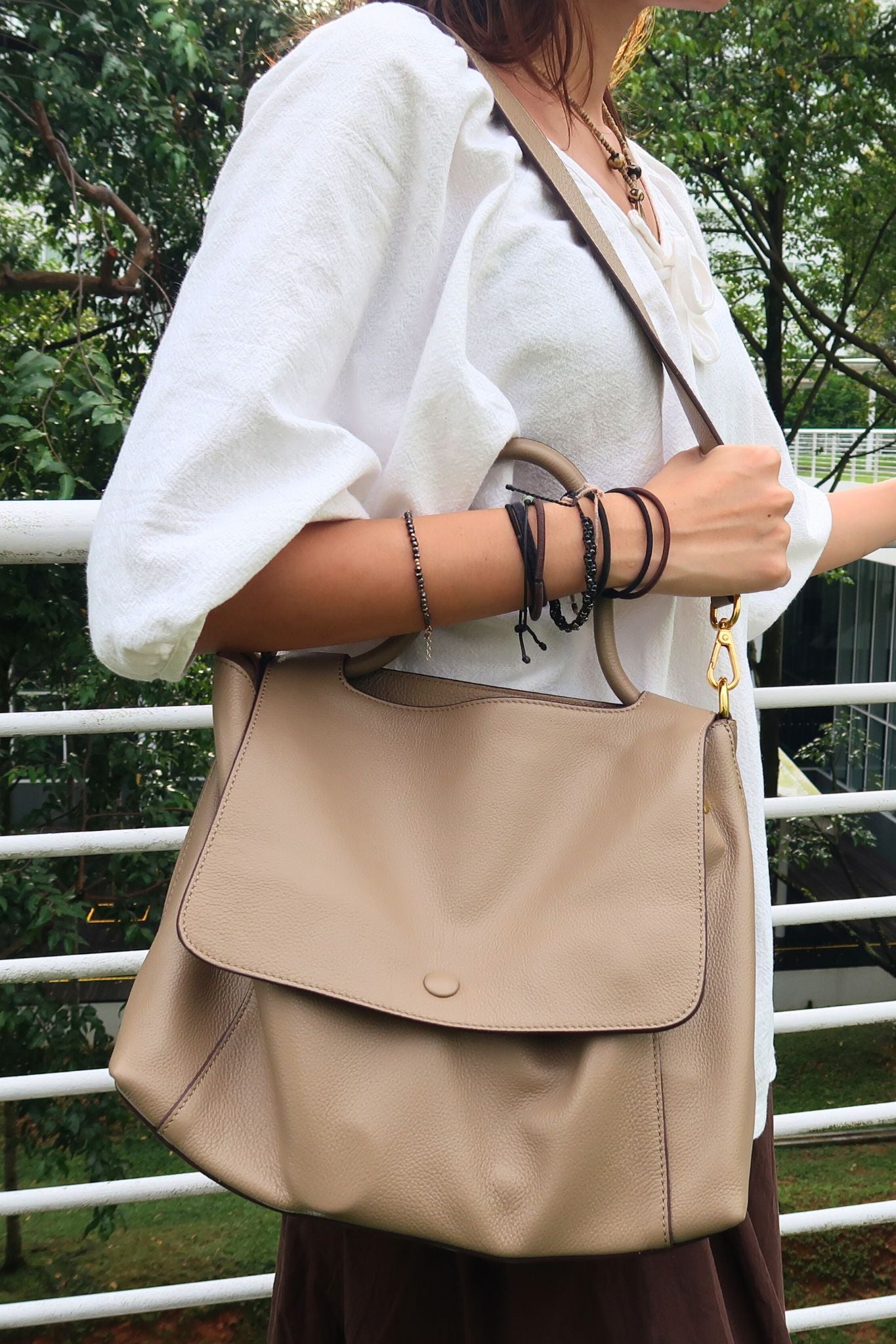 Women's genuine cowhide leather handbag Ingrid design