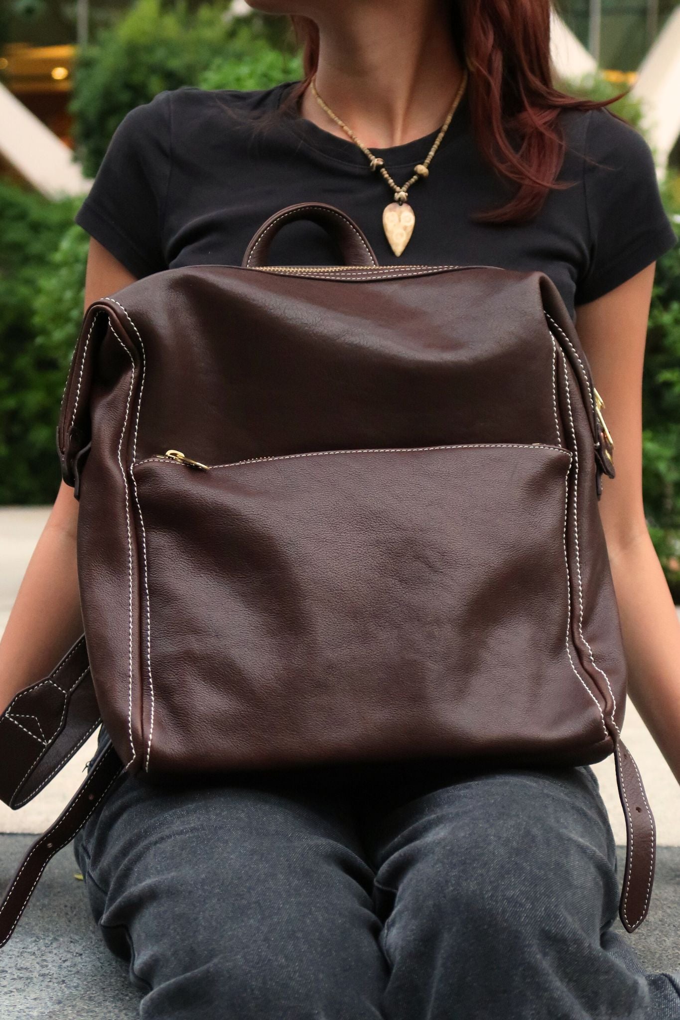 Women's genuine cowhide leather backpack Reza V2 design