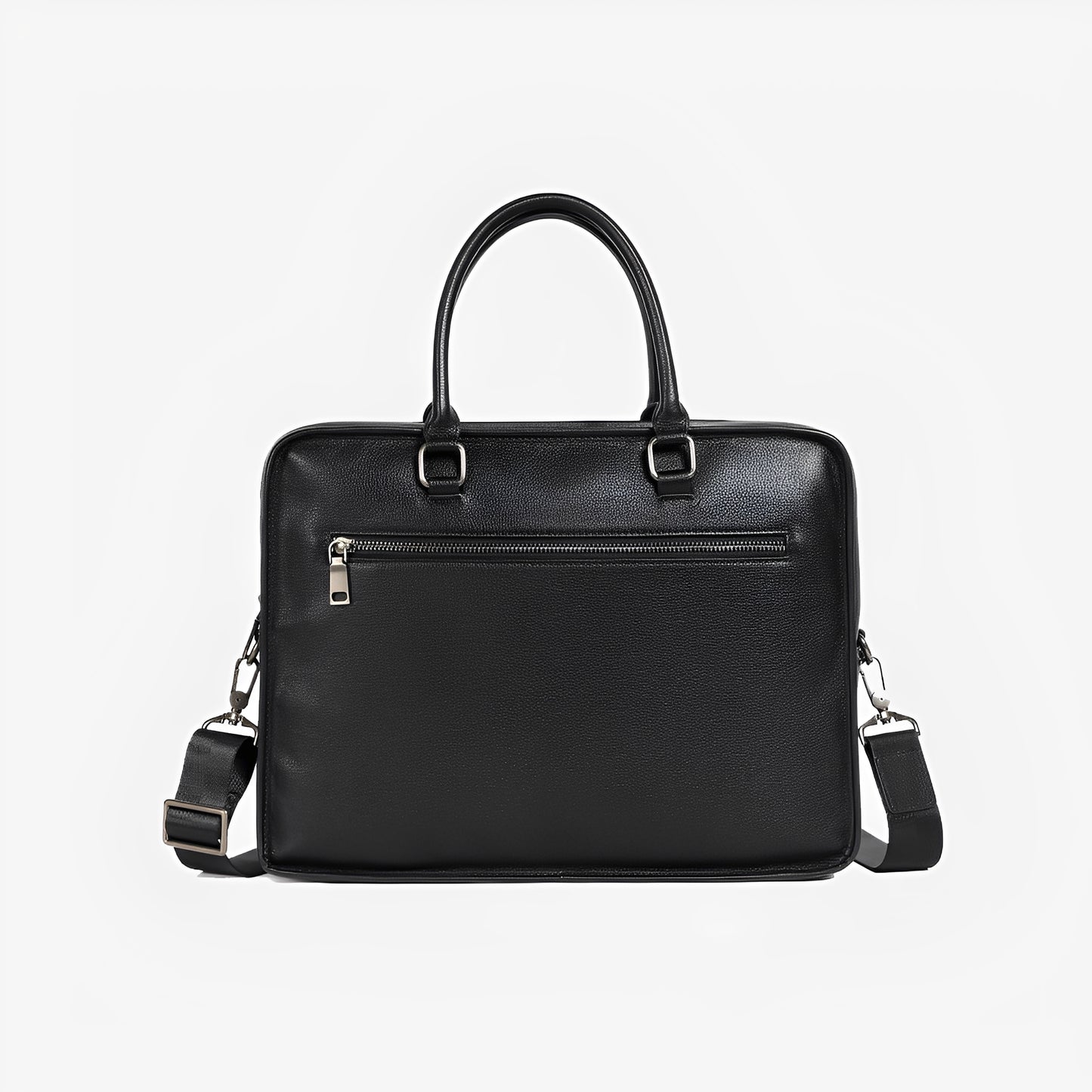 Unisex genuine cowhide leather travel briefcase zip design