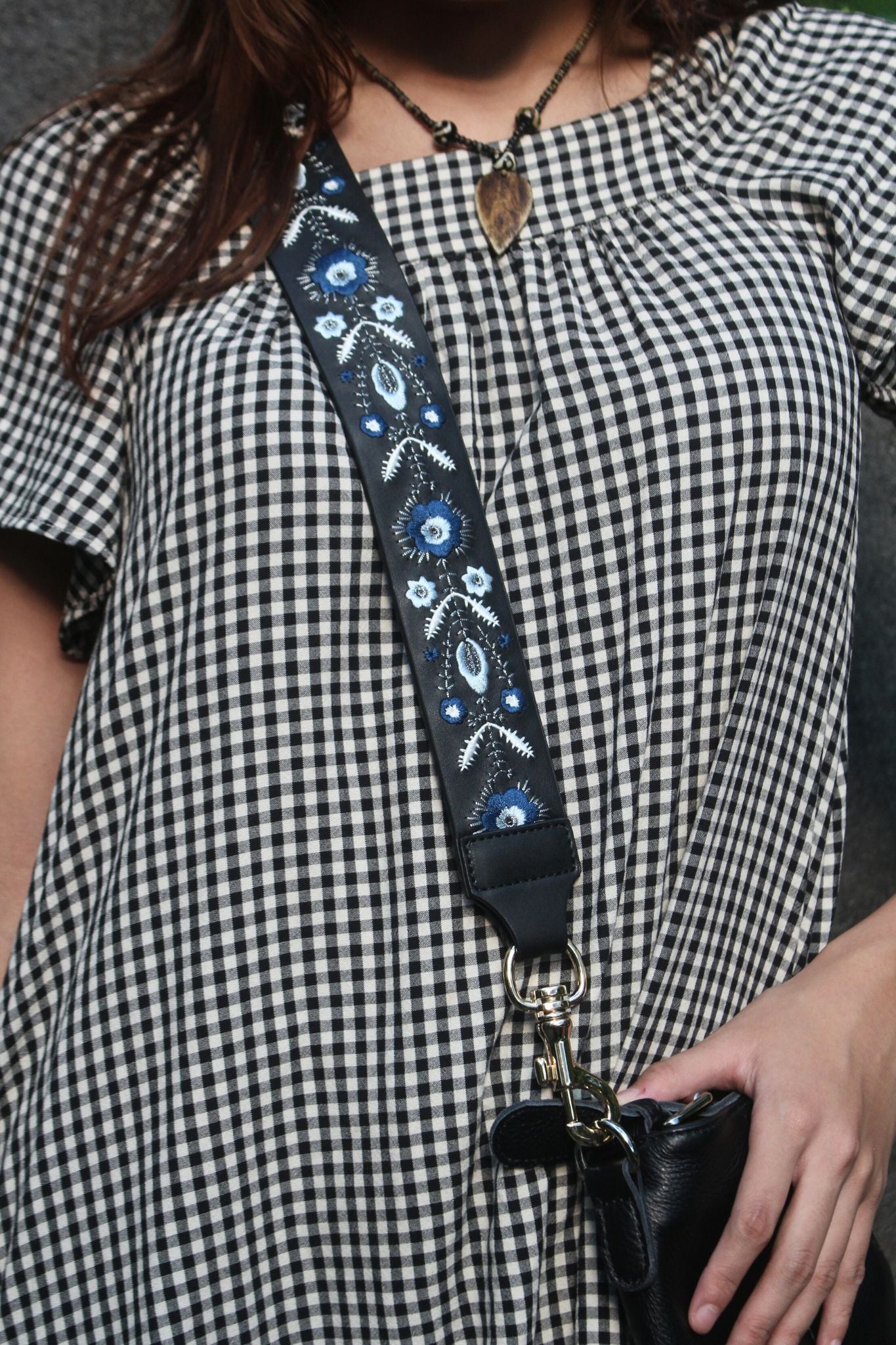 Tomorrow Closet Embroidery design leather bag strap