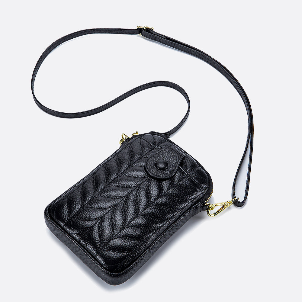 Women's genuine cowhide leather handphone bag Mirren Chevron design