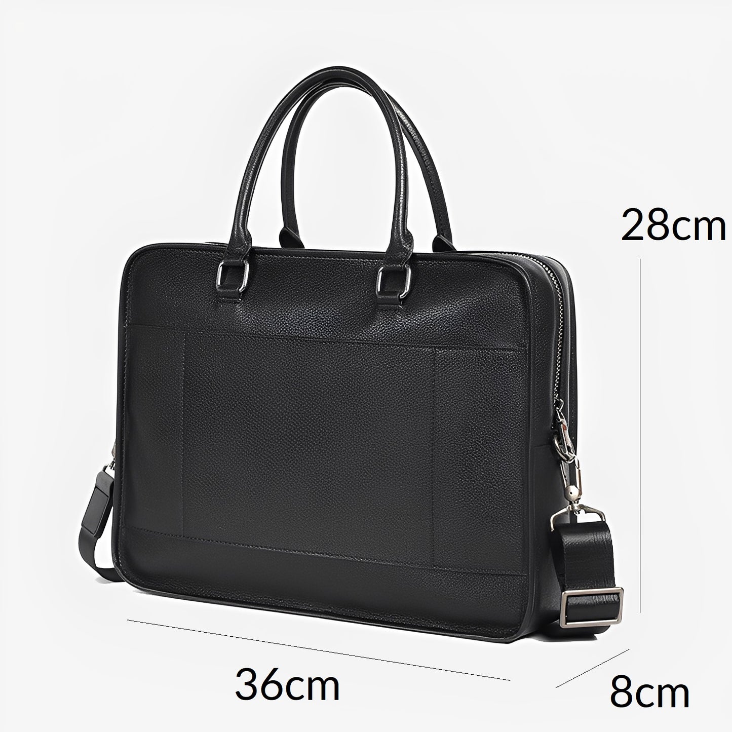 Unisex genuine cowhide leather travel briefcase zip design