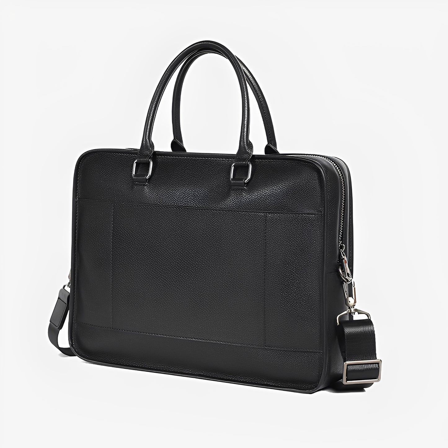 Unisex genuine cowhide leather travel briefcase zip design