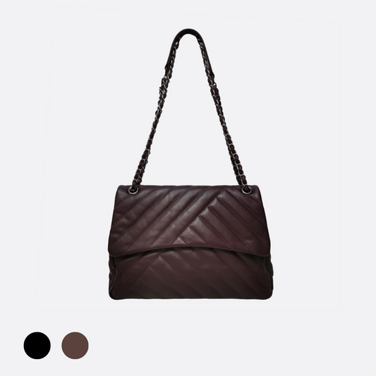 Women's quilted lambskin leather handbag Falten design messenger sling bag