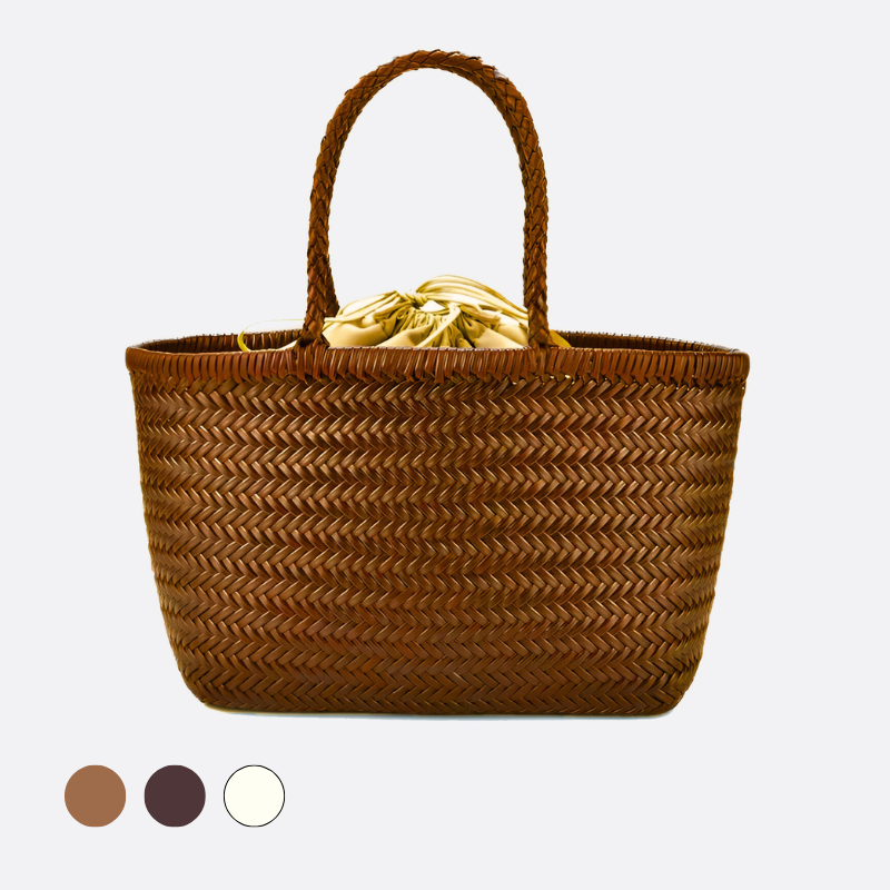 Women's handwoven genuine cowhide leather handbag Top Handle shopping tote