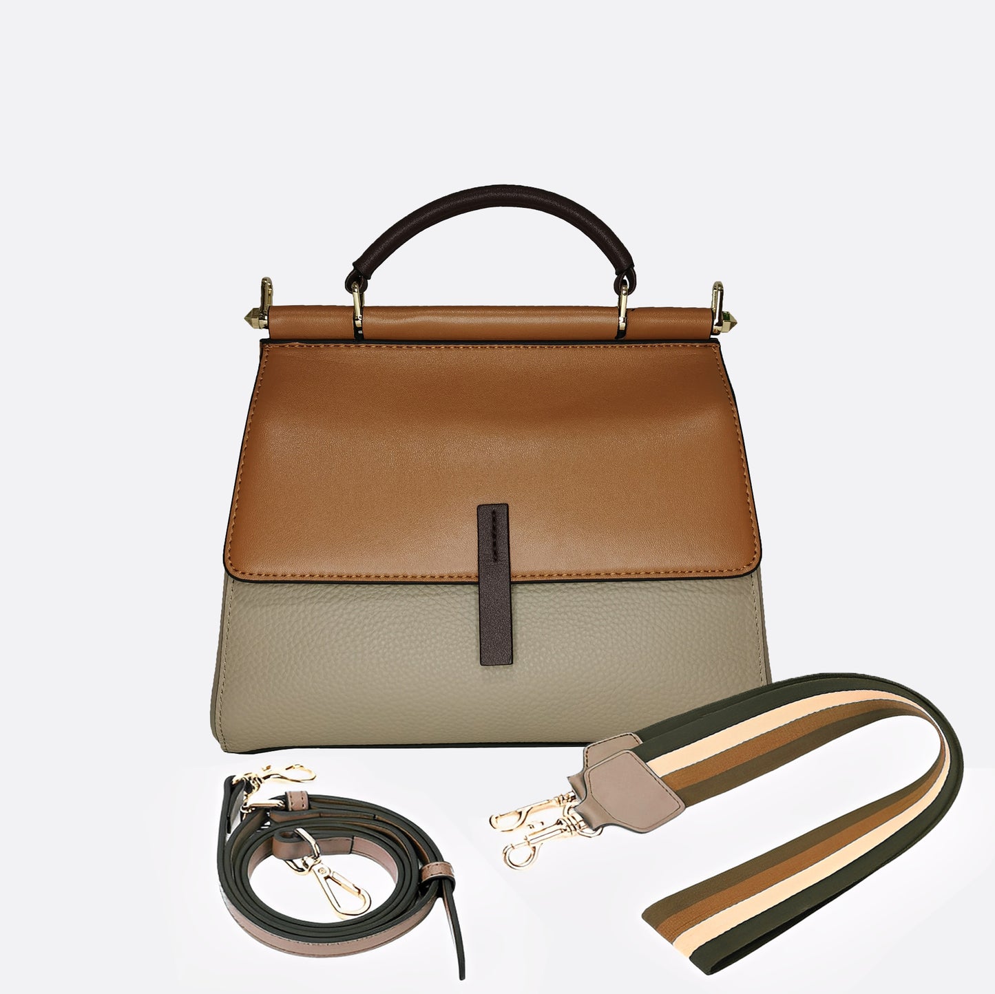 Women's cowhide leather handbag Lari design with 2 straps