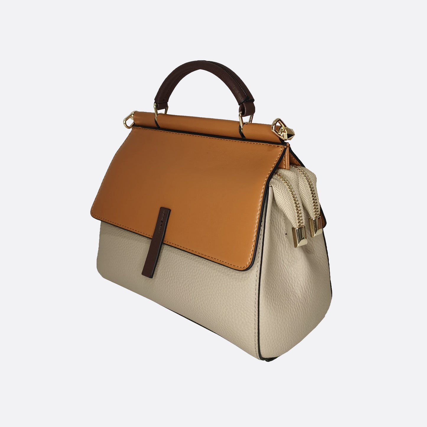 Women's cowhide leather handbag Lari design with 2 straps
