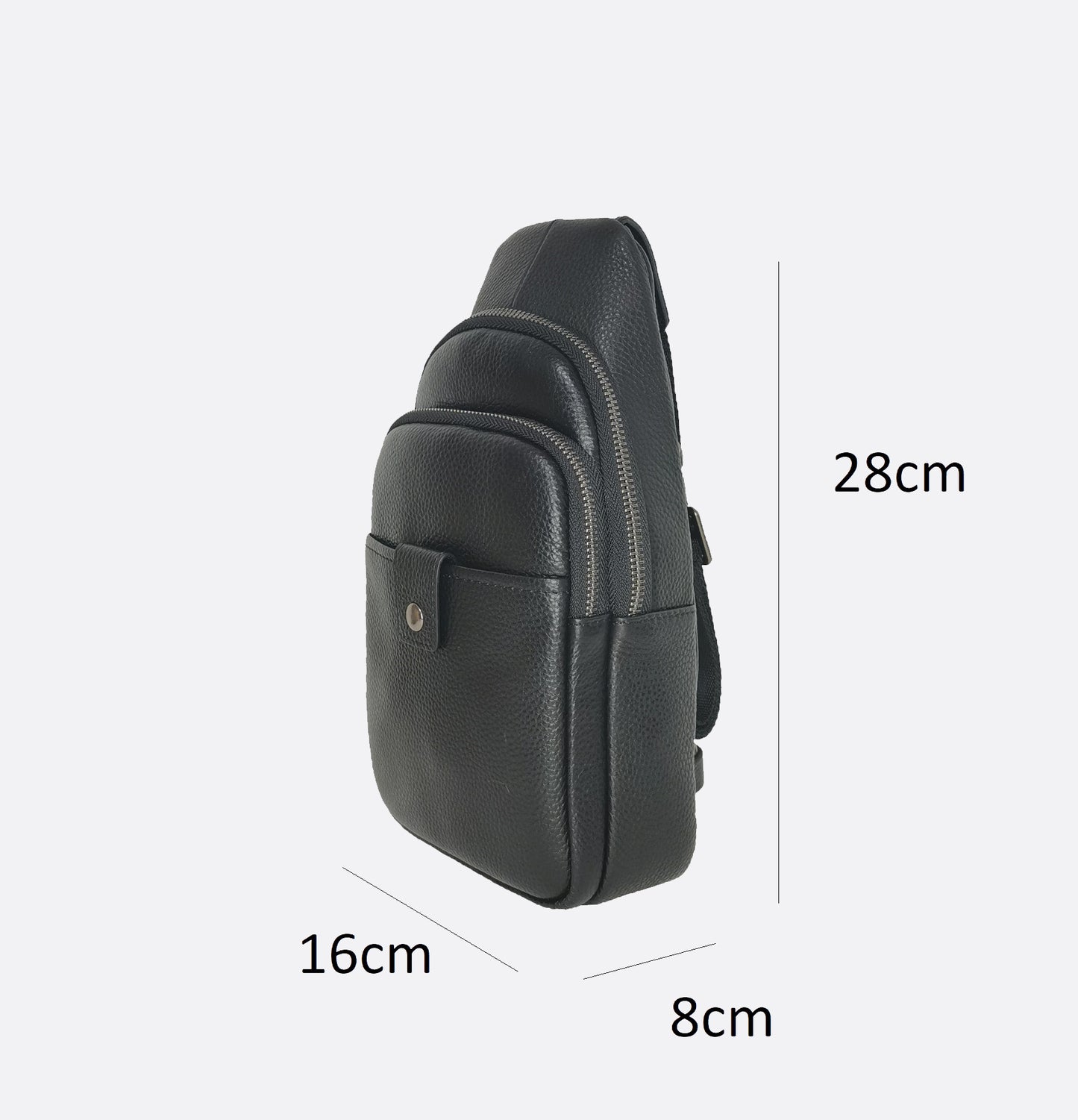 Unisex genuine cowhide leather fanny pack bag snap design