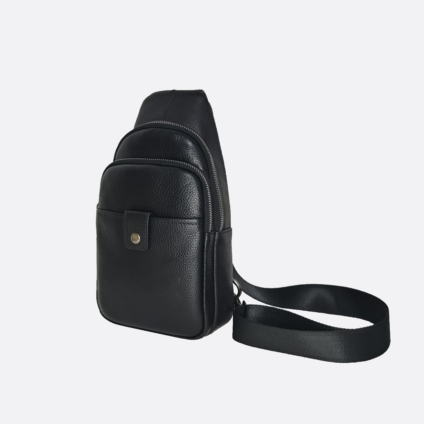 Unisex genuine cowhide leather fanny pack bag snap design