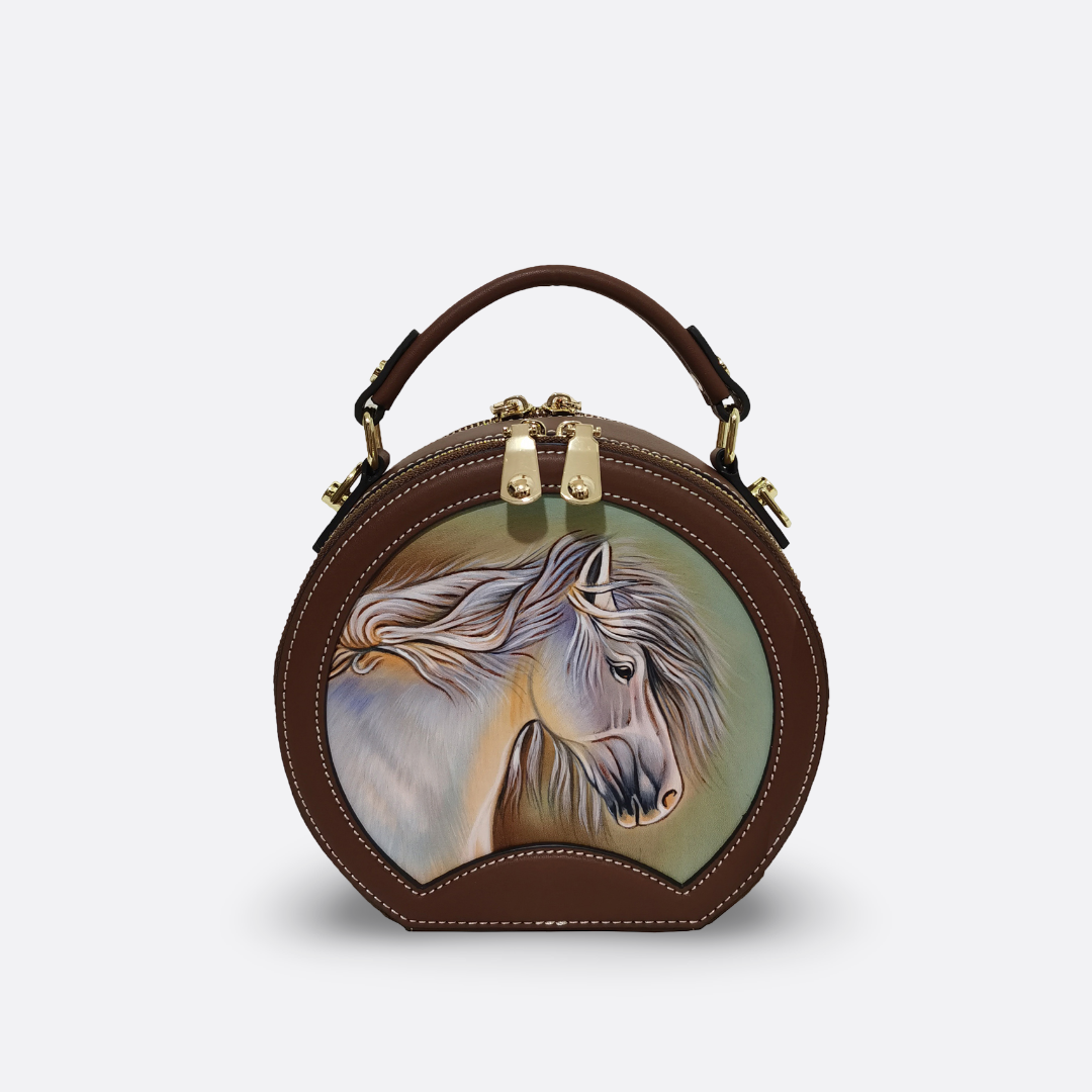 Women's genuine cowhide leather engraved handbag Klos design
