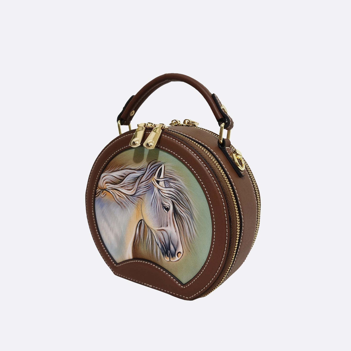 Women's genuine cowhide leather engraved handbag Klos design