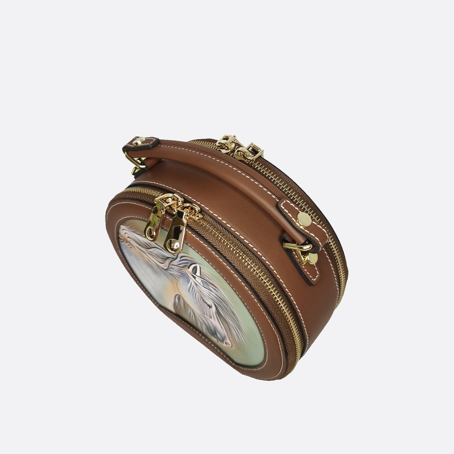 Women's genuine cowhide leather engraved handbag Klos design