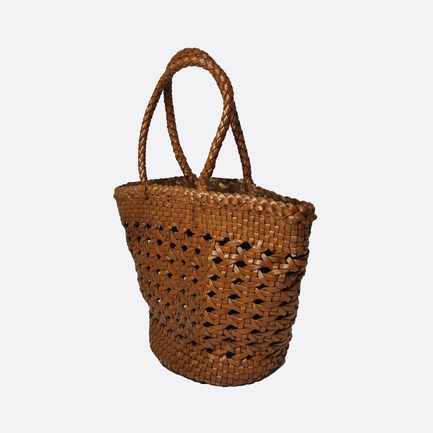 Women's genuine cowhide leather handbag Handwoven Basket V2 design
