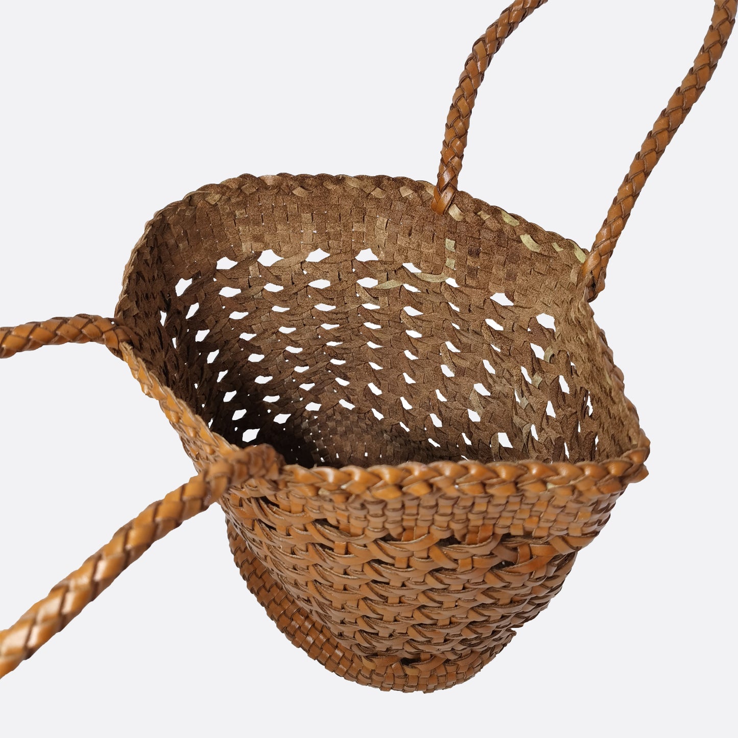 Women's genuine cowhide leather handbag Handwoven Basket V2 design