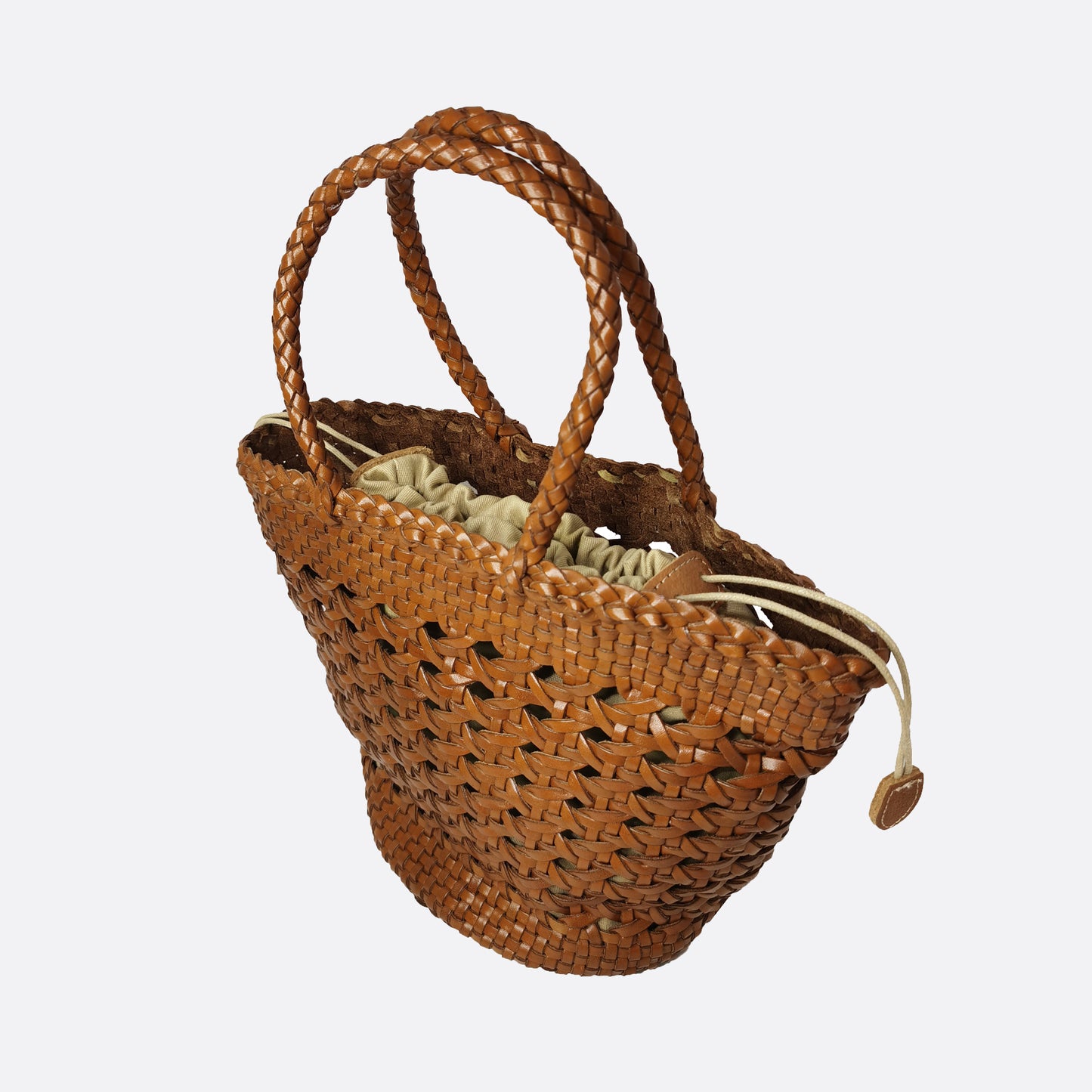 Women's genuine cowhide leather handbag Handwoven Basket V2 design