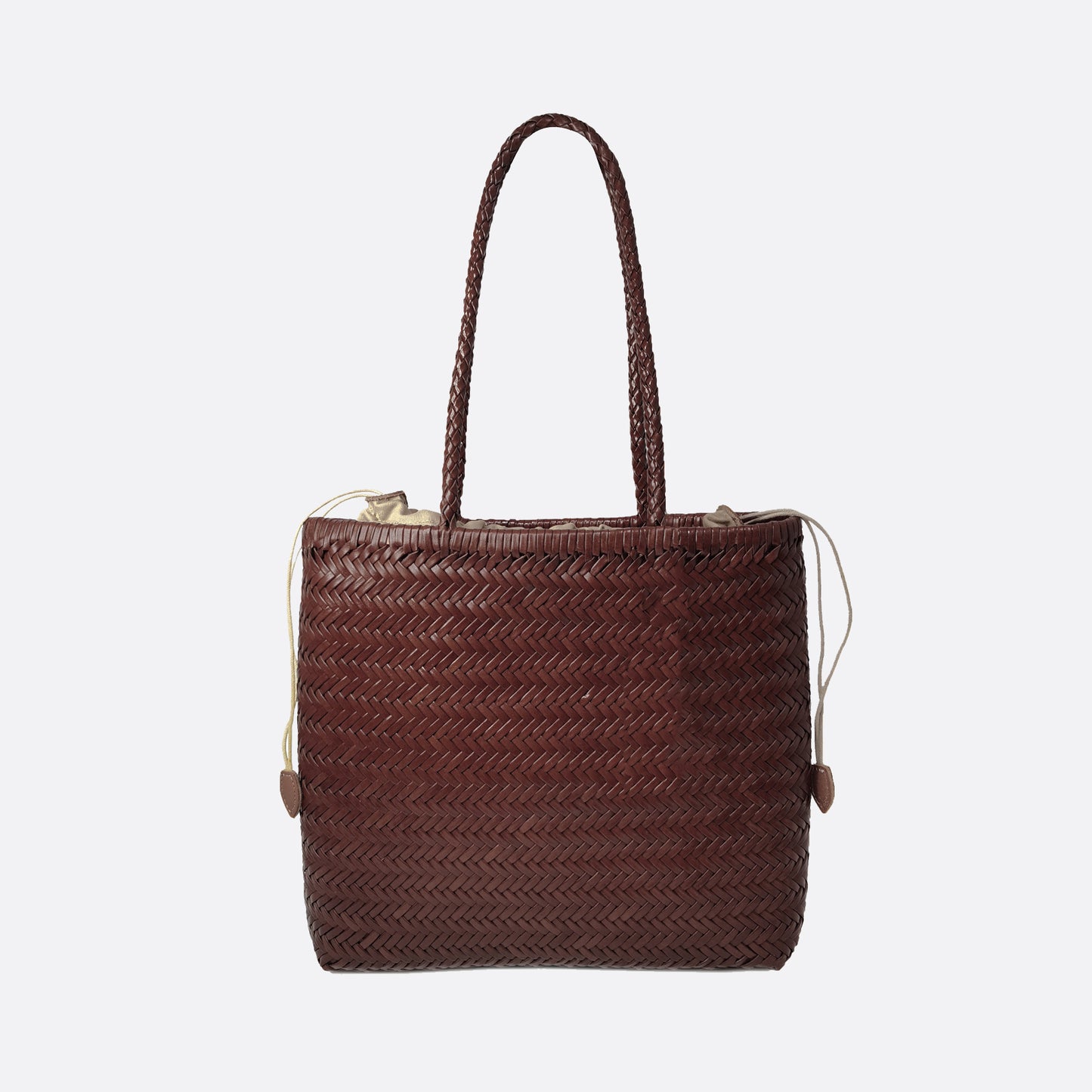 Women's handwoven genuine cowhide leather handbag Square tote