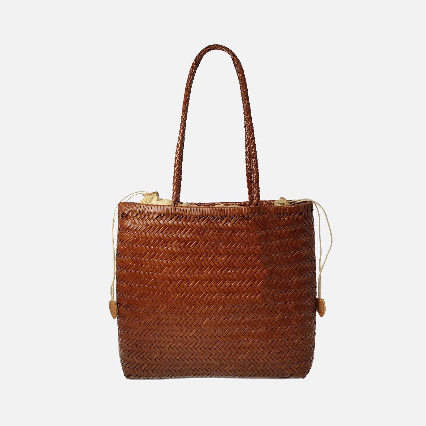 Women's handwoven genuine cowhide leather handbag Square tote