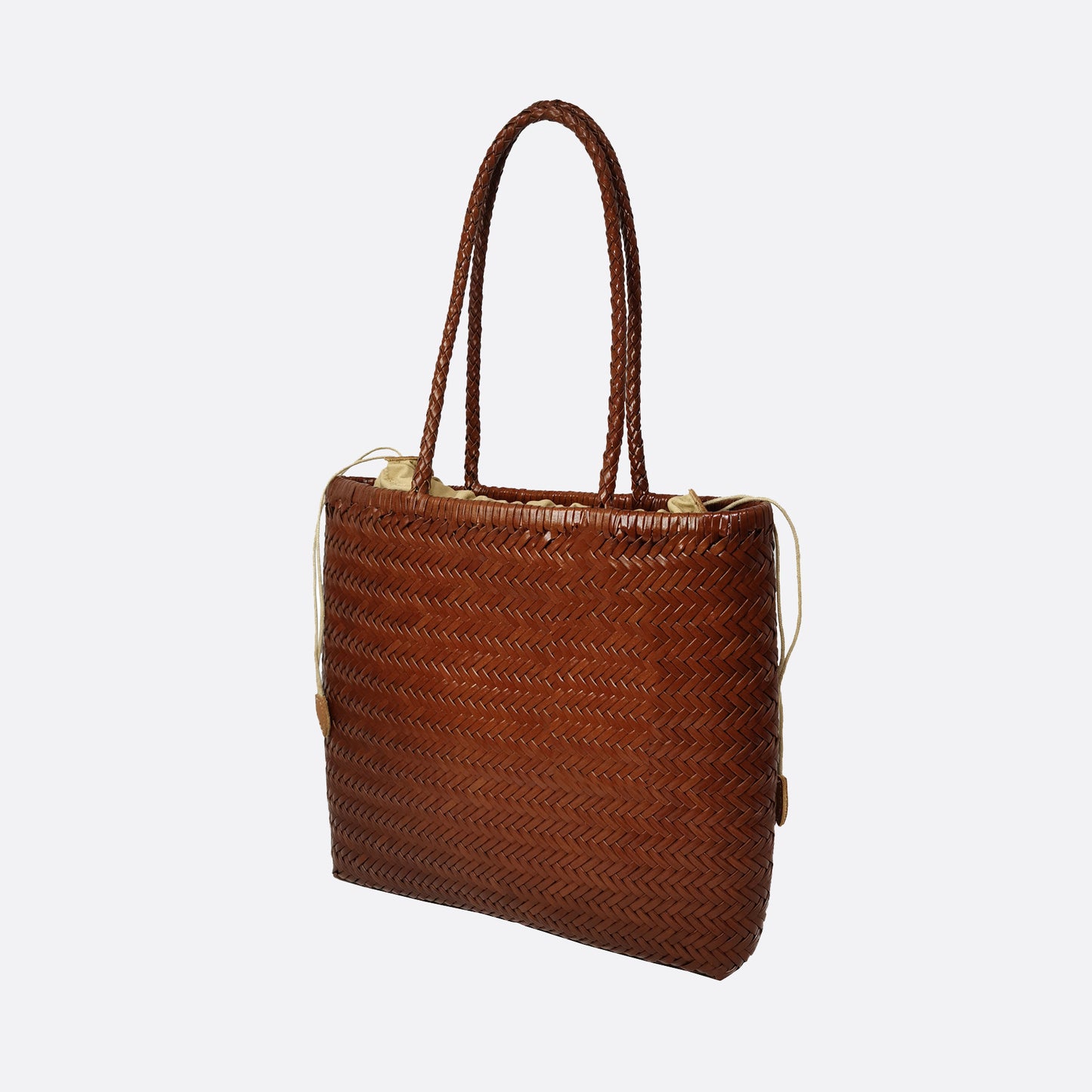 Women's handwoven genuine cowhide leather handbag Square tote