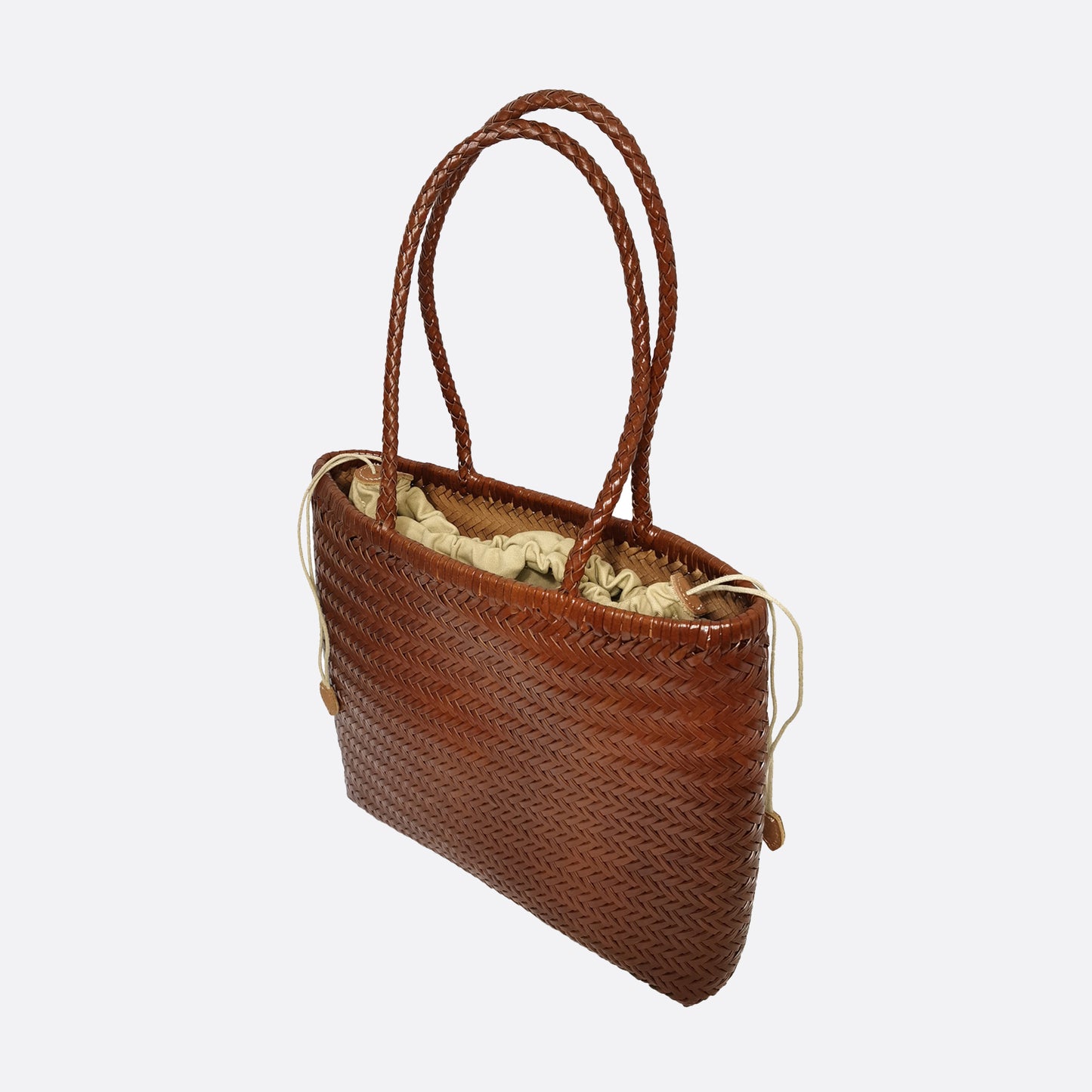 Women's handwoven genuine cowhide leather handbag Square tote