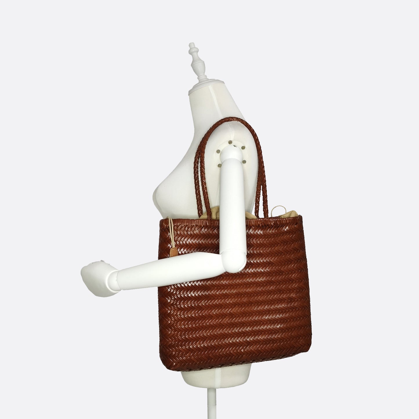 Women's handwoven genuine cowhide leather handbag Square tote