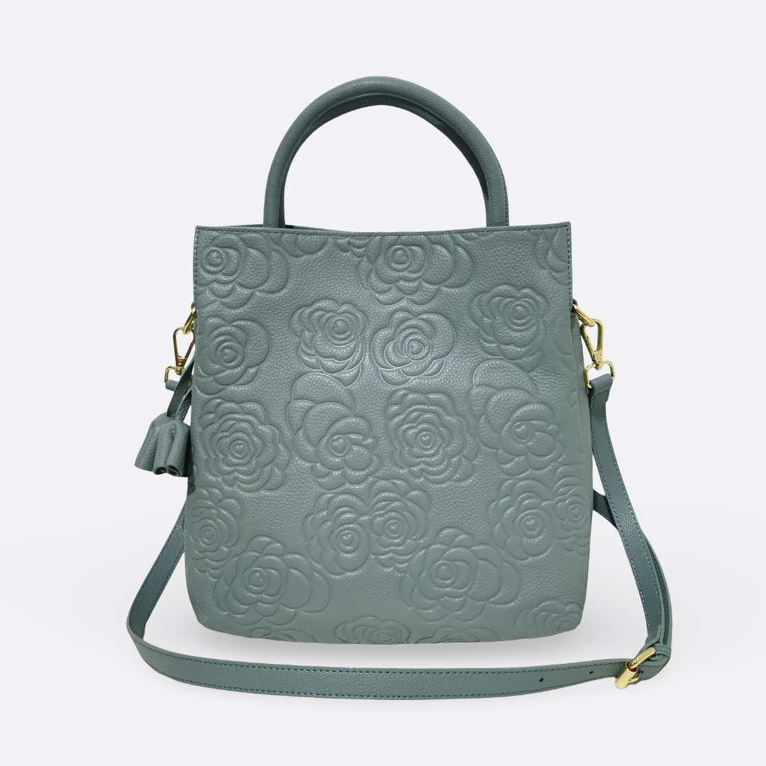 Women's genuine cowhide leather handbag Kriz design in floral print