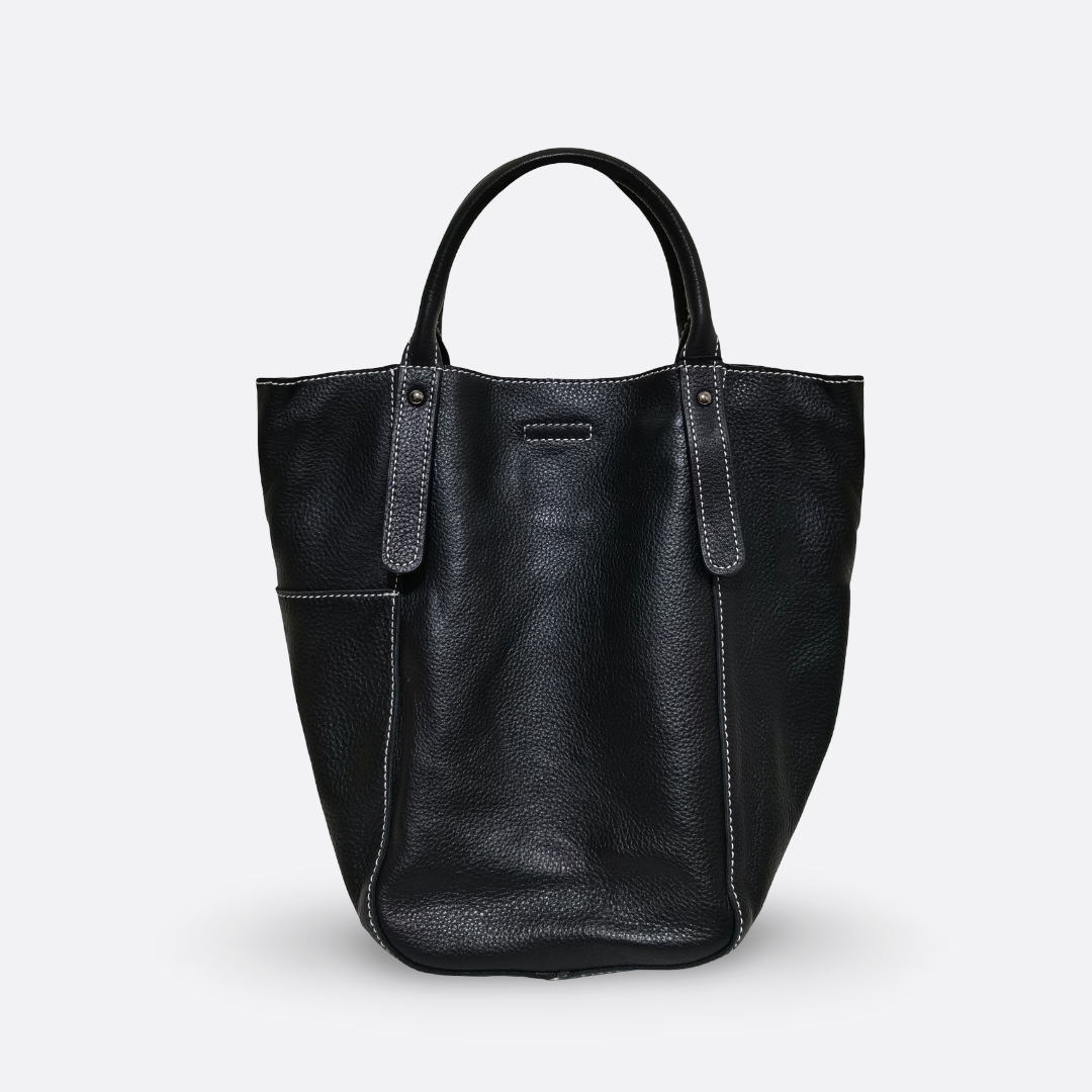 Women's genuine cowhide leather handbag Basket Lock design-dual carry version