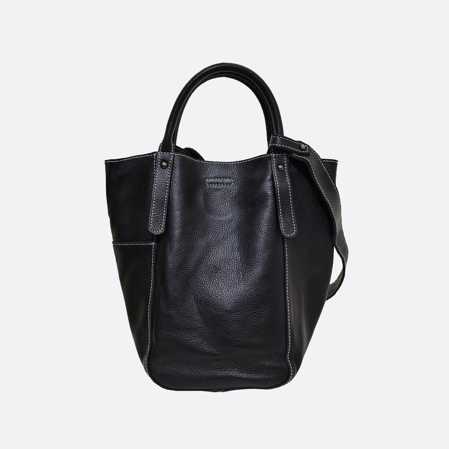 Women's genuine cowhide leather handbag Basket Lock design-dual carry version