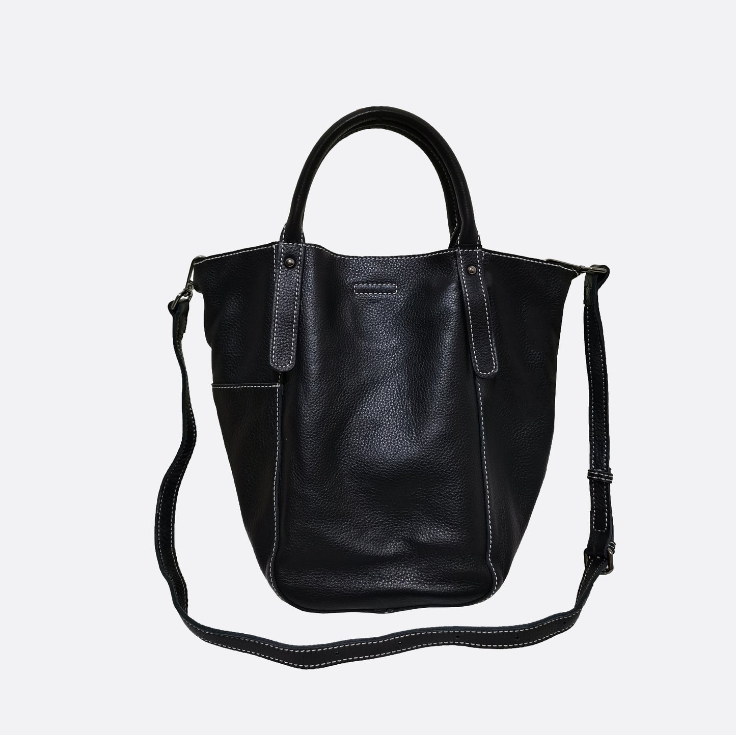 Women's genuine cowhide leather handbag Basket Lock design-dual carry version