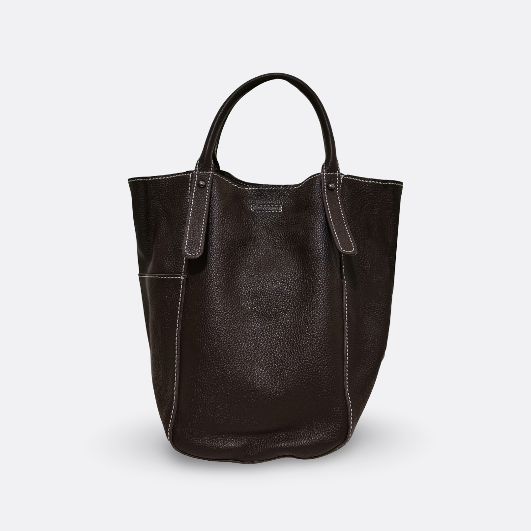 Women's genuine cowhide leather handbag Basket Lock design-dual carry version