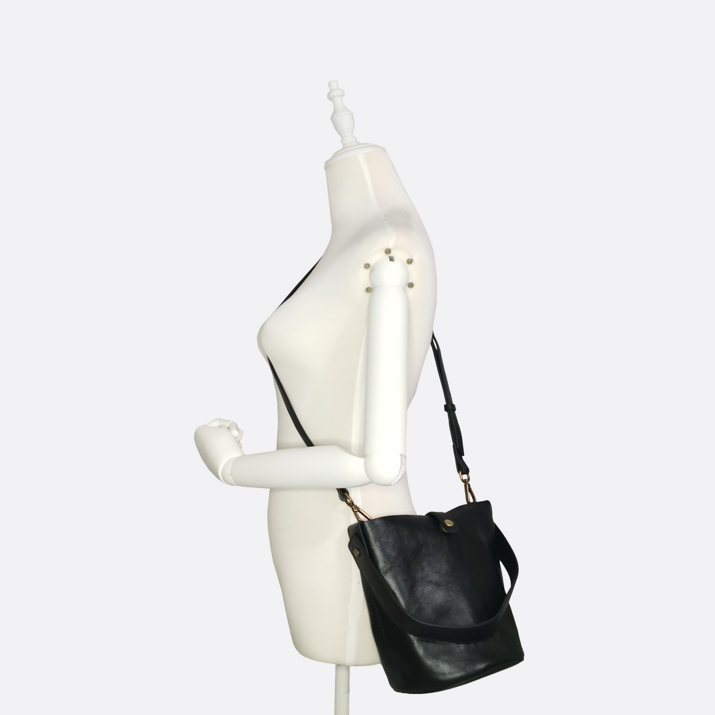 Women's genuine cowhide leather bucket bag V3