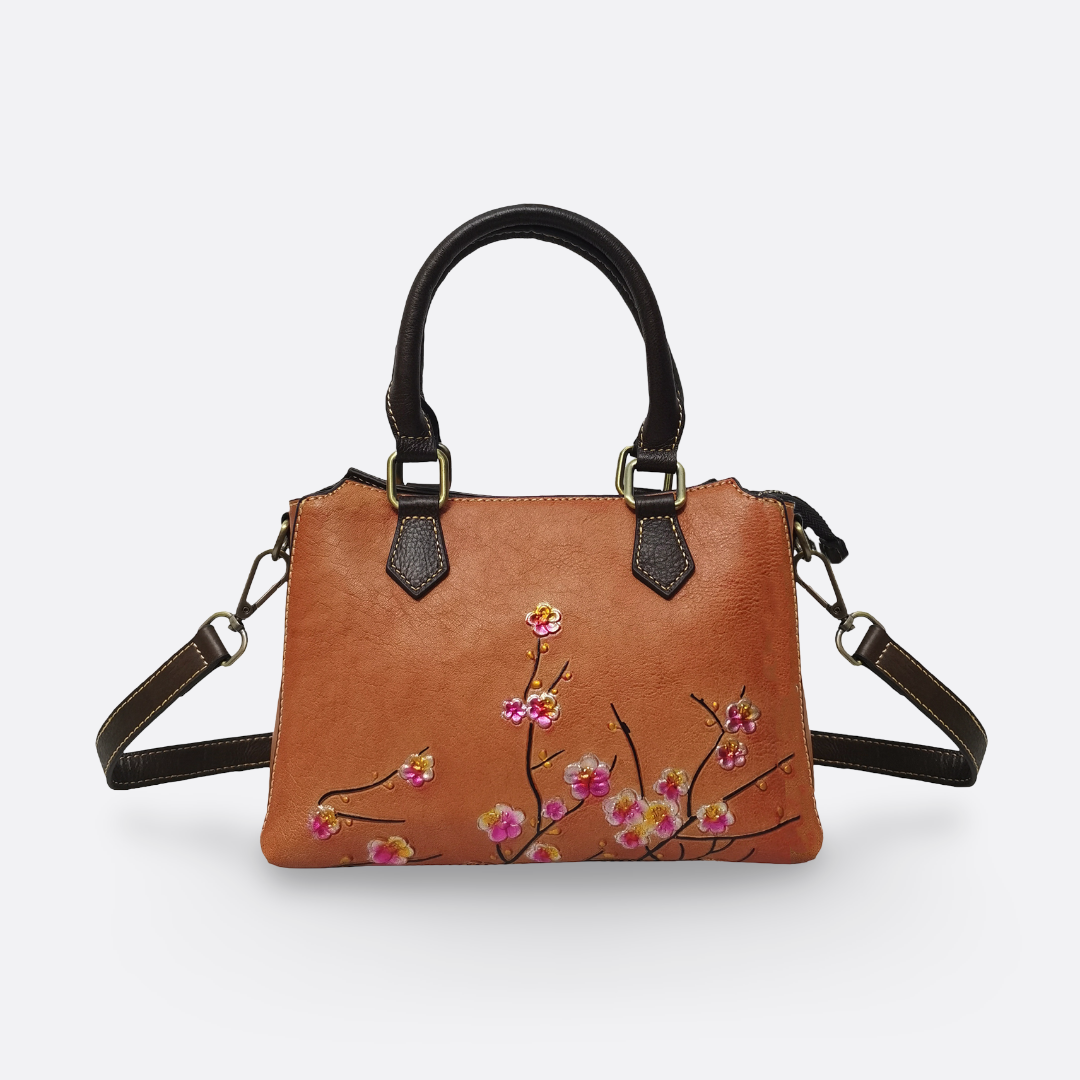 Women's embossed genuine cowhide leather handbag Kunis design